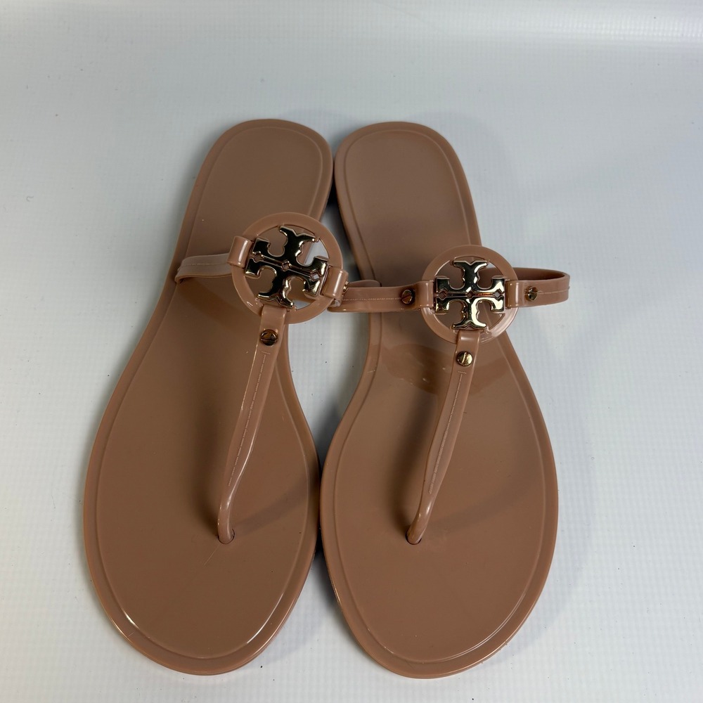 Tory Burch Mini Miller Jelly Thong Sandals Rose Gold Nude Size 11
